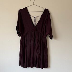 Free People Burgundy Plunge Dress